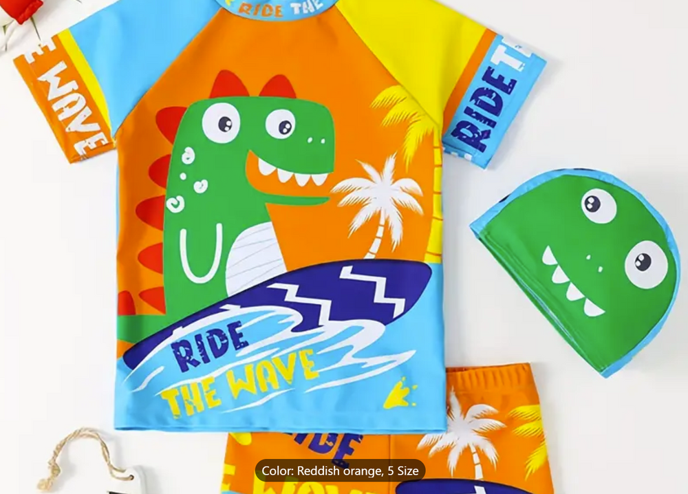Kids Swimwear and gear – Boys Cartoon Dinosaur Swimming Suit