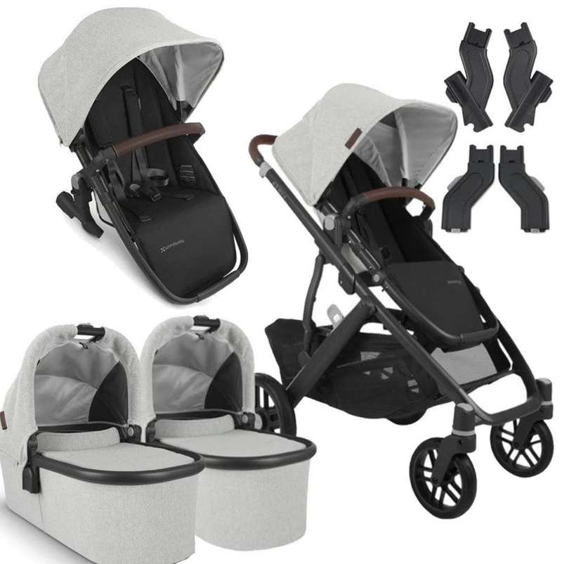 UPPAbaby VISTA V2 TWIN Package (Anthony ) Two Bassinets + Rumble Seat + Upper & Lower Adapters Pre-Order Mid July
