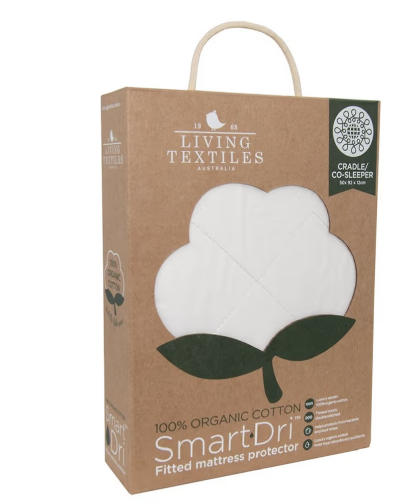 Living Textiles Smart-Dri Organic Mattress Protector Cradle White