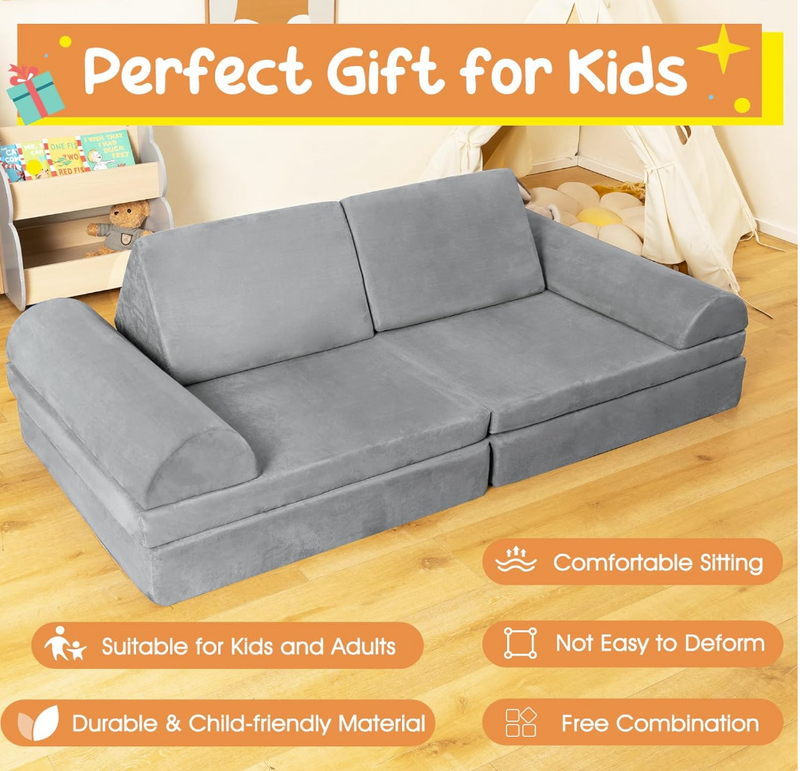 Rever Bebe  8-Piece Kids Modular Convertible Foam Folding Floor Sofa