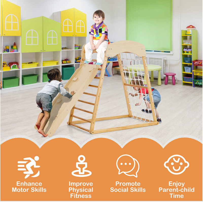 Baby Direct 6-in-1 Wood Jungle play Gym Montessori Climbing Play Set