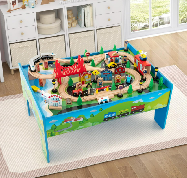 Kids train online track table