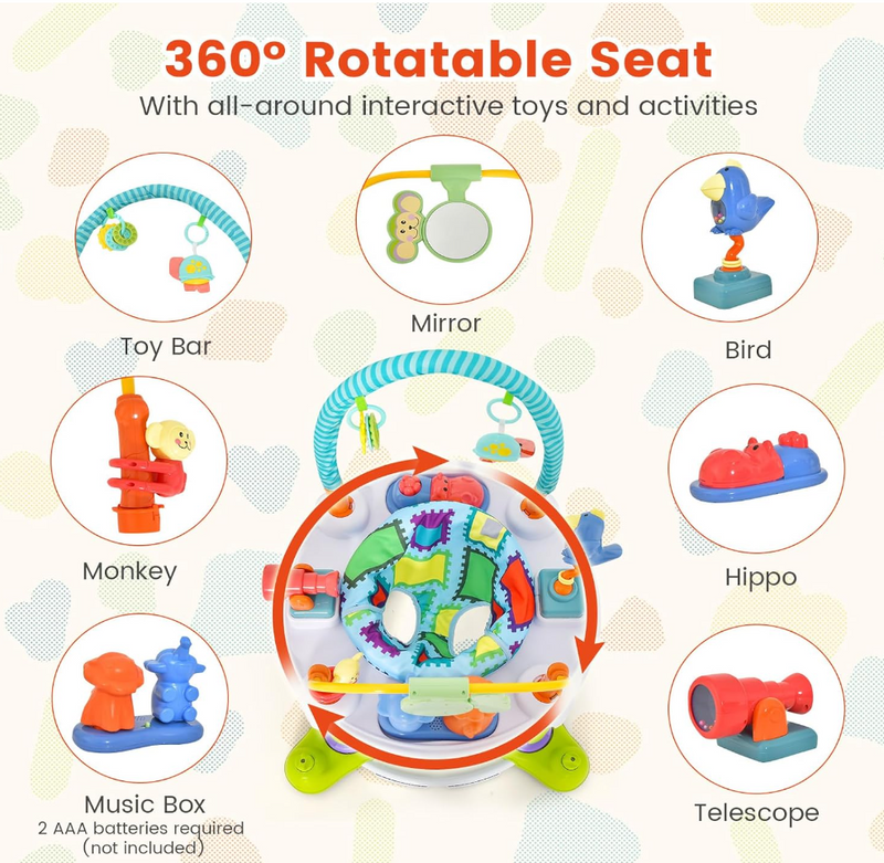Rever Bebe baby Bouncer Activity Center, 4-in-1 Bouncing Activity Saucer