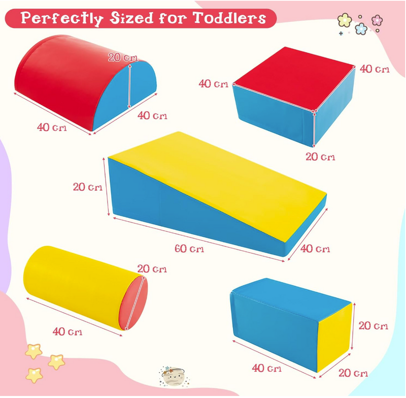 Rever Bebe 5-Piece Kids Climb & Crawl Activity Playset Multicolour