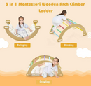 3-in-1 Double-Sided Wooden Arch Rocker with Plush Cushion for Children