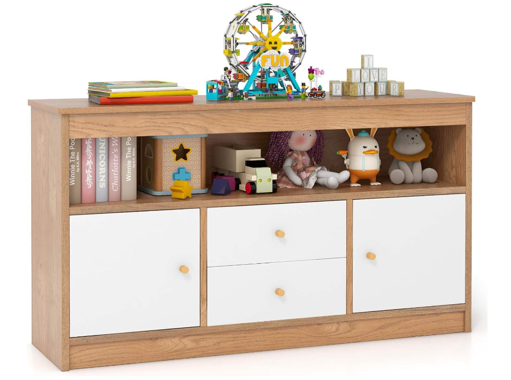 Kids Toy Storage Organizer with Drawers and Closed Cabinets
