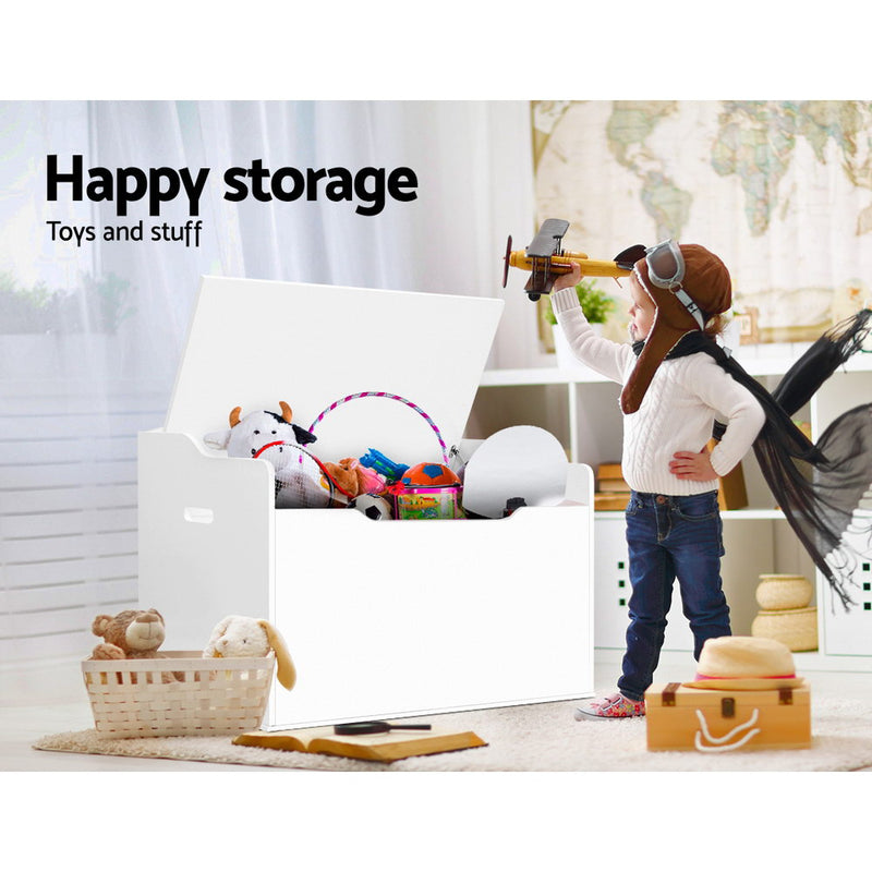 Keezi Kids Toy Box Storage Cabinet Chest Blanket Children Clothes Organiser White