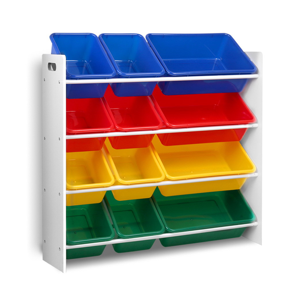 Keezi 12 Plastic Bins Kids Toy Organiser Box Bookshelf Storage Childre