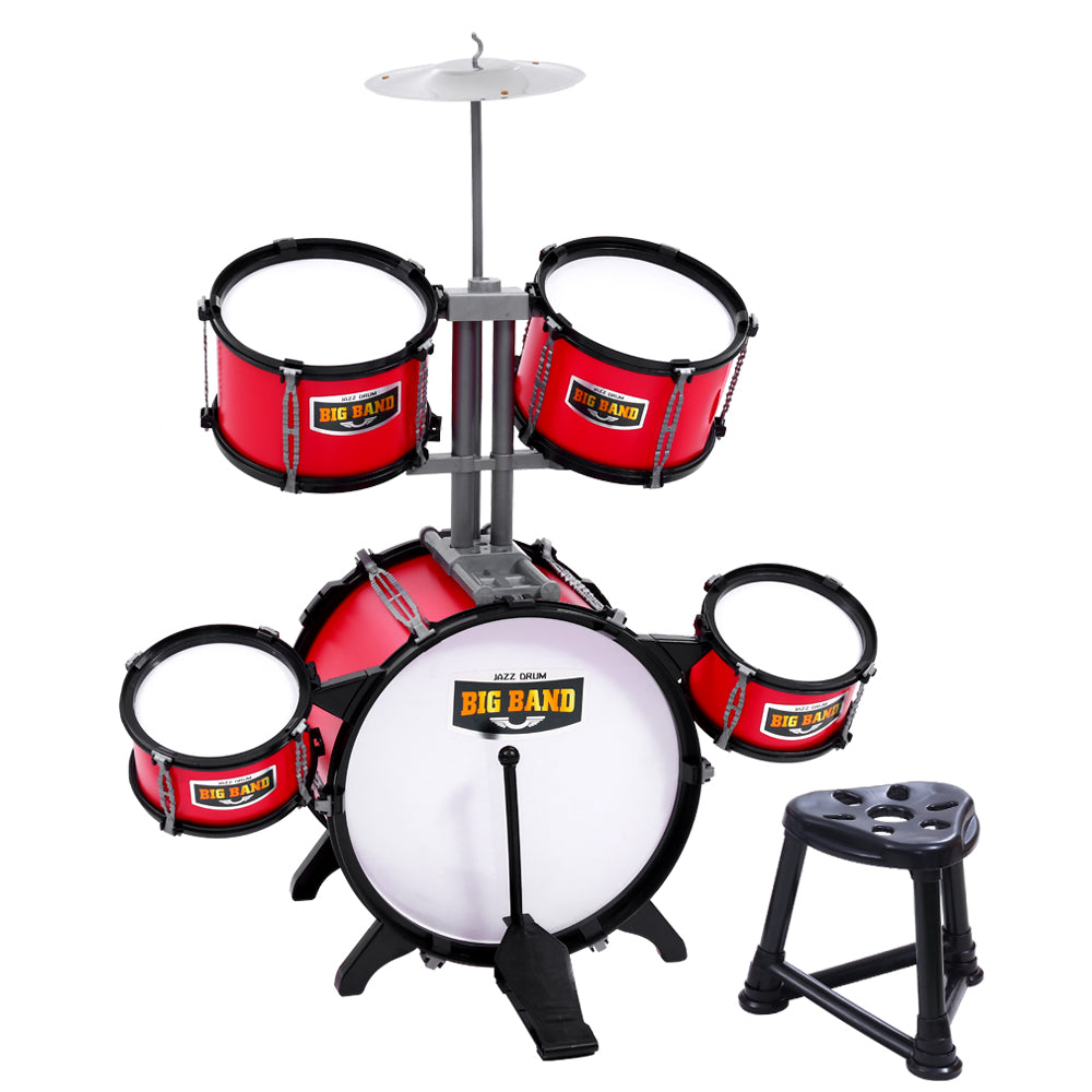 Keezi Kids 7 Drum Set Junior Drums Kit Musical Play Toys Childrens Min