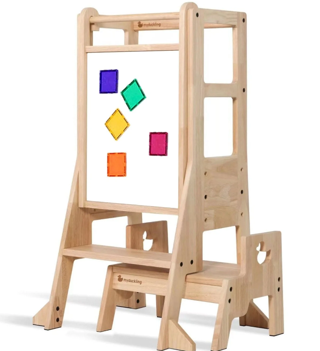 My Duckling JALA Deluxe Solid Wood Adjustable Learning Tower - Duck Stool Handle