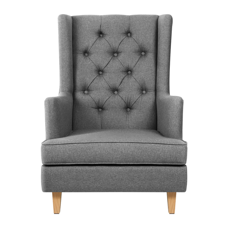 Baby Direct Rocking Armchair Feeding Chair Linen Fabric Lounge Retro Grey