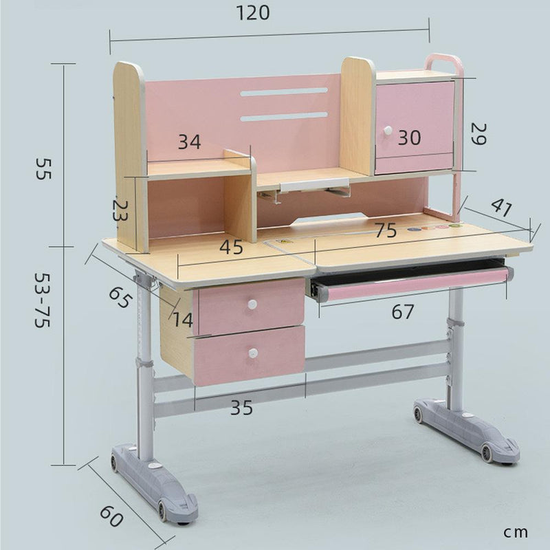 Height Adjustable Children Kids Ergonomic Study Desk 120cm Pink AU