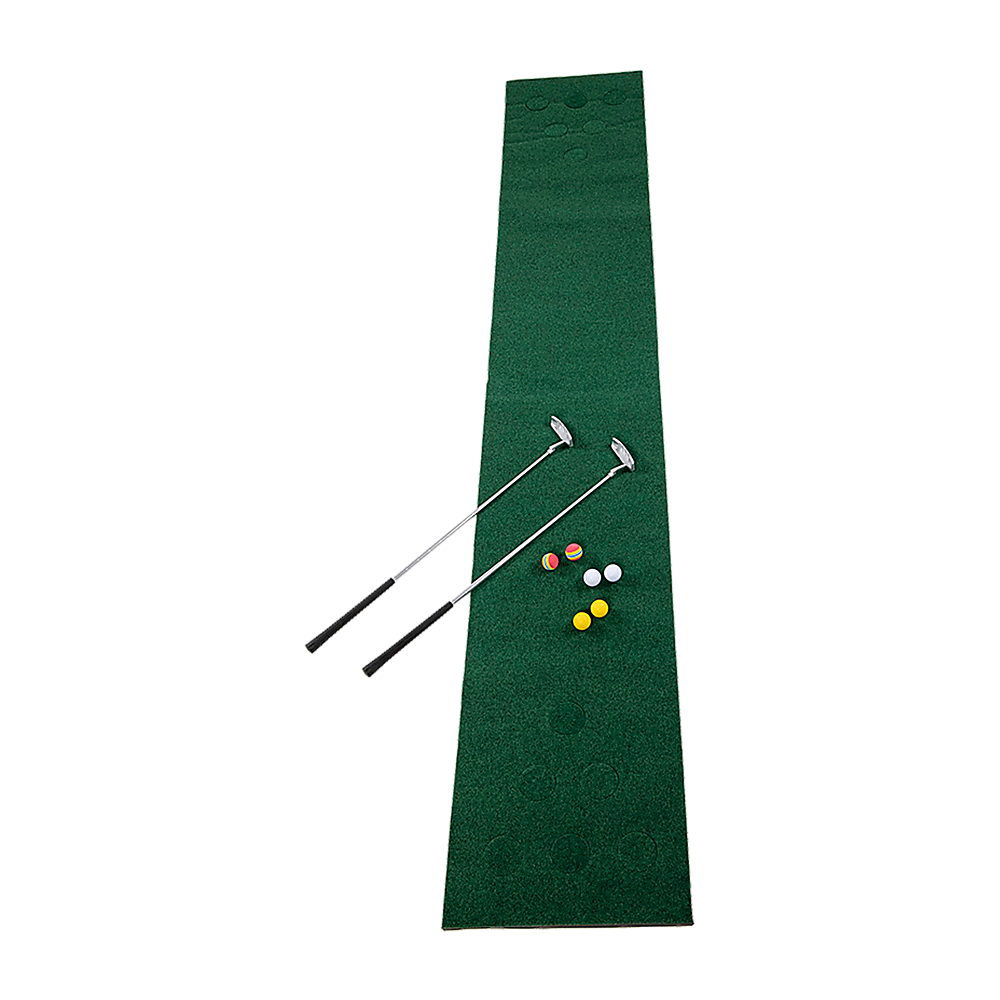 Golf Beer Pong Game Toy Set Green Golf Putting Matt with 2 Putters, 6