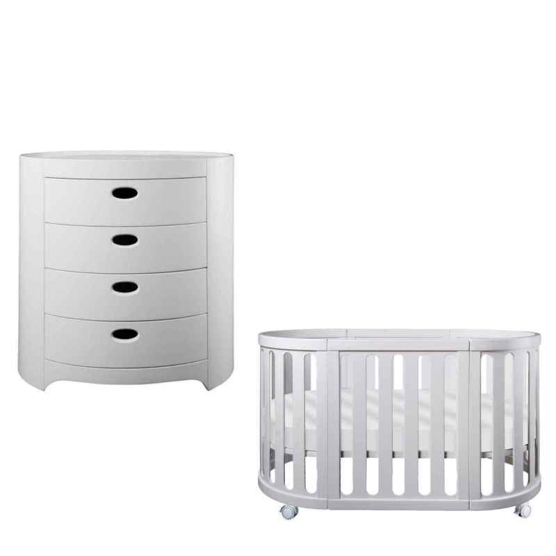 Cocoon Nest Cot + Nest Change Table (mattress and change mat included) - white