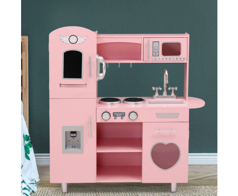 Baby Direct Kids Kitchen Set Pretend Play Food Sets Childrens Utensils Wooden Toy Pink
