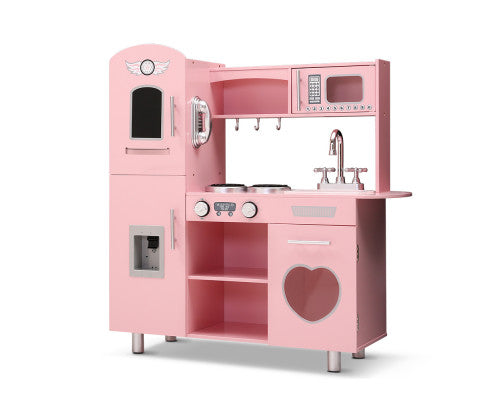 Baby Direct Kids Kitchen Set Pretend Play Food Sets Childrens Utensils Wooden Toy Pink