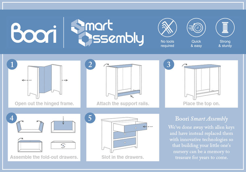 Boori Sleigh 3 Drawer Chest Smart Assembly