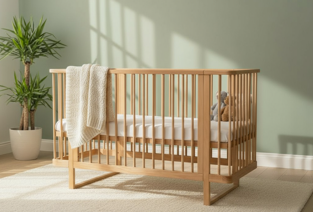 Baby Cot – Rever Bebe Agra 3-in-1 Cot with Mattress – Sandstone