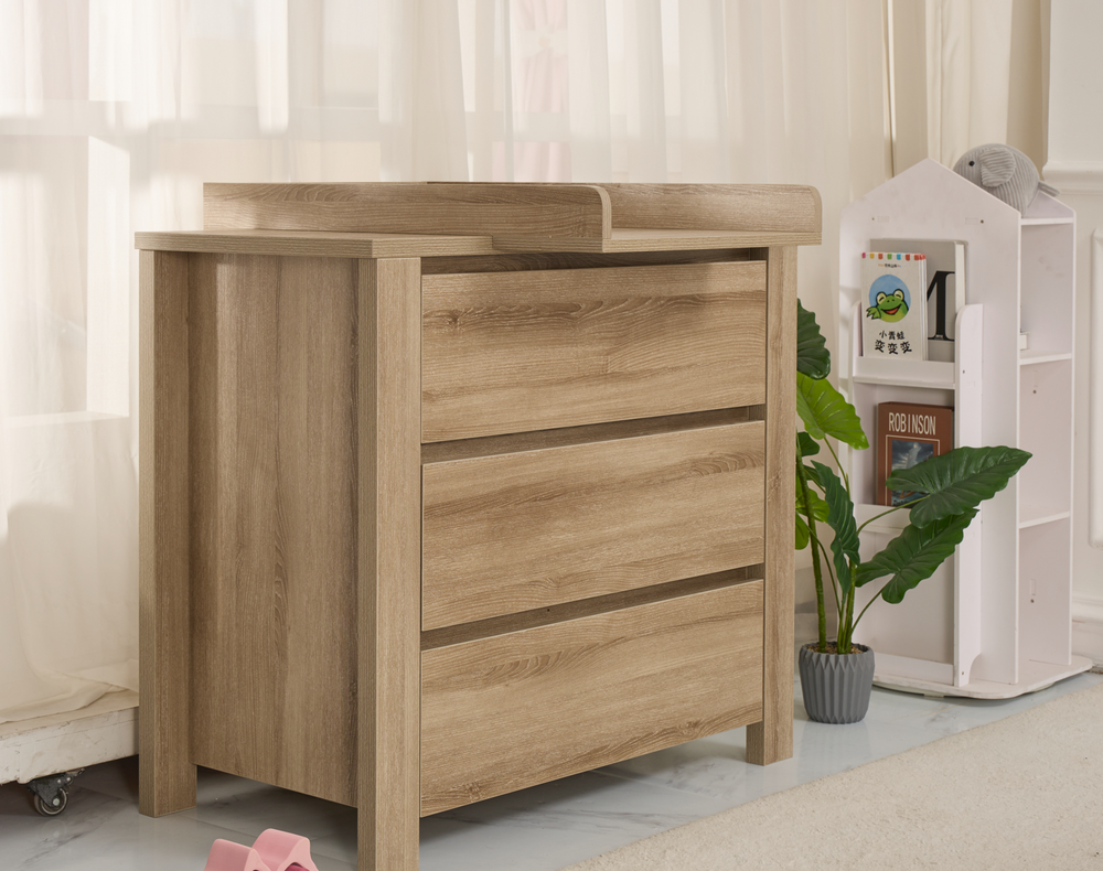 Dresser – Rever Bebe Classic 3 drawer chest with changing tray Ash