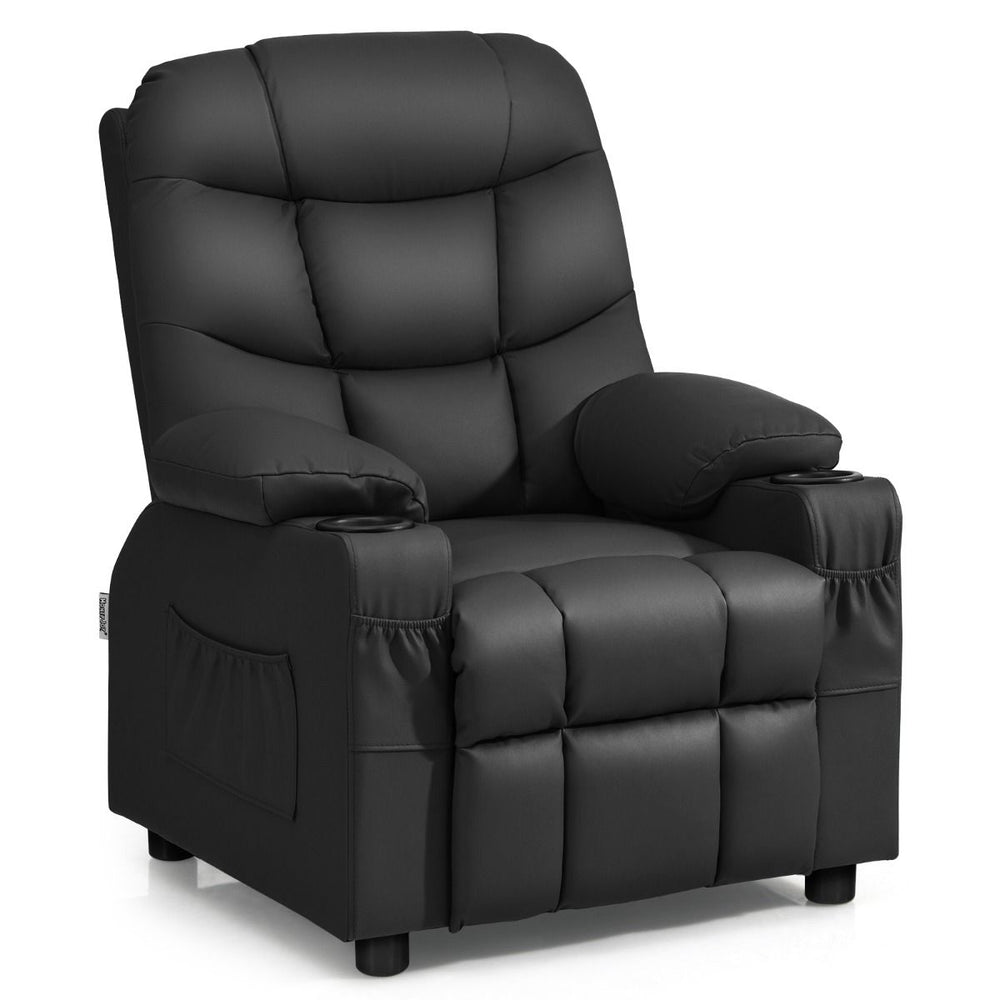 Kids Chairs & Seating – Kids PU Leather Recliner with Cup Holder and Footrest