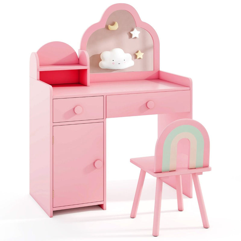 Kids Vanities – 2-in-1 Children Kids Vanity Set with Mirror and Detachable Top for Girls Ages 3-7 Years