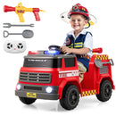 12V Kids' Ride-On Fire Truck with Parent Remote Control with Water Gun - Red - product detail 3