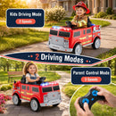 12V Kids' Ride-On Fire Truck with Remote Control with Music and Sirens - Red - product detail 5