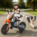 12V Kids Motorcycle with Training Wheels and Spring Suspension - Orange - product detail 2