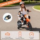 12V Kids Motorcycle with Training Wheels and Spring Suspension - Orange - product detail 8