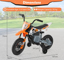 12V Kids Motorcycle with Training Wheels and Spring Suspension - Orange - product detail 4
