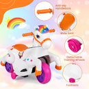 12V Kids Unicorn Ride-On Toy Pony with Training Wheels and Music - Orange - product detail 10