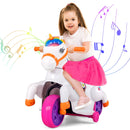 12V Kids Unicorn Ride-On Toy Pony with Training Wheels and Music - Orange - product detail 4