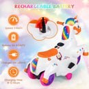 12V Kids Unicorn Ride-On Toy Pony with Training Wheels and Music - Orange - product detail 7