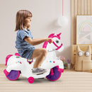 12V Kids Unicorn Ride-On Toy Pony with Training Wheels and Music - Rose - product detail 2