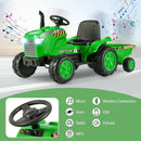 12V Kids' Ride-On Tractor with Trailer and Remote Control for 3-8 Years Old Toddlers - Green - product detail 9