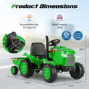 12V Kids' Ride-On Tractor with Trailer and Remote Control for 3-8 Years Old Toddlers - Green - product detail 4