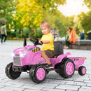 12V Kids' Ride-On Tractor with Trailer and Remote Control for 3-8 Years Old Toddlers - Pink - product detail 1