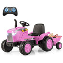 12V Kids' Ride-On Tractor with Trailer and Remote Control for 3-8 Years Old Toddlers - Pink - product detail 5