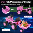 12V Kids' Ride-On Tractor with Trailer and Remote Control for 3-8 Years Old Toddlers - Pink - product detail 7