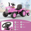 12V Kids' Ride-On Tractor with Trailer and Remote Control for 3-8 Years Old Toddlers - Pink - product detail 8