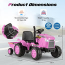 12V Kids' Ride-On Tractor with Trailer and Remote Control for 3-8 Years Old Toddlers - Pink - product detail 4