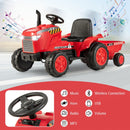 12V Kids' Ride-On Tractor with Trailer and Remote Control for 3-8 Years Old Toddlers - Red - product detail 9