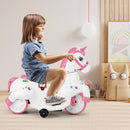 12V Kids Unicorn Ride-On Toy Pony with Training Wheels and Music - Pink - product detail 10
