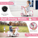 12V Kids Unicorn Ride-On Toy Pony with Training Wheels and Music - Pink - product detail 2