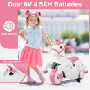 12V Kids Unicorn Ride-On Toy Pony with Training Wheels and Music - Pink - product detail 7