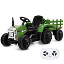 12V Kids' Ride-On Tractor with Trailer and Remote Control - Dark Green - product detail 4