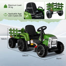 12V Kids' Ride-On Tractor with Trailer and Remote Control - Dark Green - product detail 3