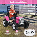 12V Kids' Ride-On Tractor with Trailer and Remote Control - Pink - product detail 9