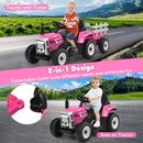12V Kids' Ride-On Tractor with Trailer and Remote Control - Pink - product detail 11