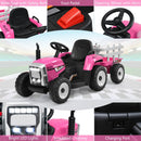 12V Kids' Ride-On Tractor with Trailer and Remote Control - Pink - product detail 15